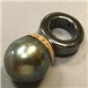 Image 1 : 14K GOLD 11 MM BLACK TAHITIAN PEARL AMD HEMATITE UNISEX PENDANT