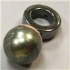 Image 1 : 14K GOLD 11 MM BLACK TAHITIAN PEARL AMD HEMATITE UNISEX PENDANT