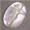 Image 1 : 25x18 MM OVAL MOTHER OF PEAR SLAB WITH RELIGIOUS CROSS