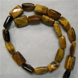 12x8 MM FACETED RECTANGULAR TIGER EYE STRAND - 16 INCHES