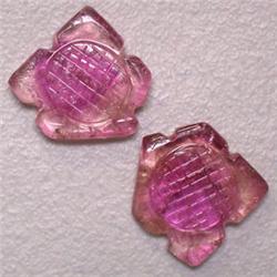 5.64 CTS PAIR OF CARVED TOURMALINE 10x10 MM