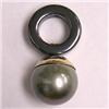 Image 1 : 14K GOLD 10 MM BLACK TAHITIAN PEARL AND HEMATITE UNISEX PENDANT