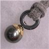 Image 1 : 14K GOLD 11 MM BLACK TAHITIAN PEARL AND HEMATITE UNISEX PENDANT