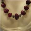 Image 1 : S. SILVER 396 CTS CARVED RUBY RONDELLES NECKLACE 11-14 MM - 16 INCHES