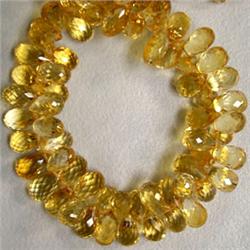 185 CTS GOLDEN CITRINE BRIOLETTE STRAND 10x6 MM