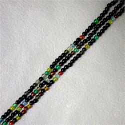 THREE STRANDS OF 2 MM MULTICOLOR NATURAL STONES (AMETHYST, AGATE, TIGER EYE, CITRINE, ONYX)