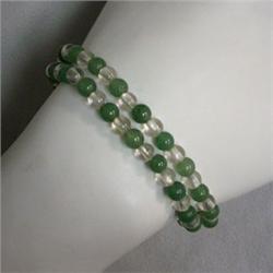 5 MM TWO AVENTURINE AND QUARTZ  STRETCH BRACELET