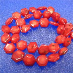 13 MM HEXAGONAL BEAD BAMBOO CORAL STRAND - 16 INCHES