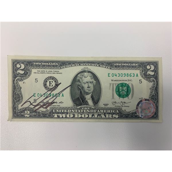 Daveed Diggs Signed Two Dollar Bill