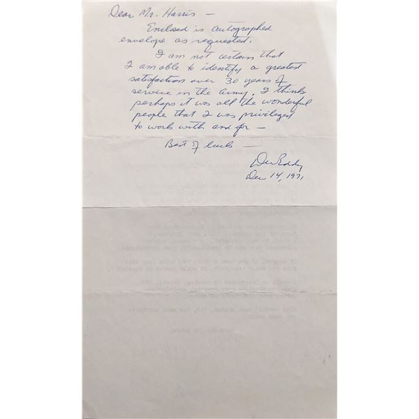 General Dayton W. Eddy handwritten and signed letter