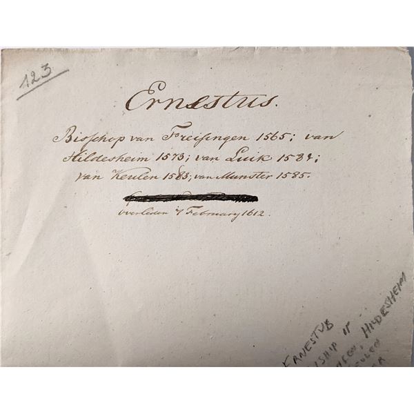 Ernestus Bishop of Hildesheim original signature - 1612