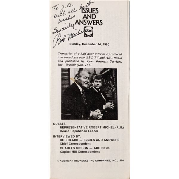 House Republican Leader Robert Michel Signed ABC Transcript