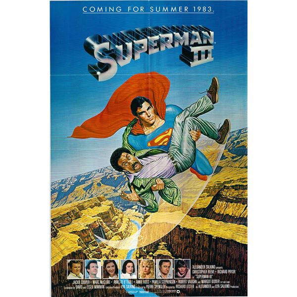 Superman III original 1983 vintage advance sheet movie poster