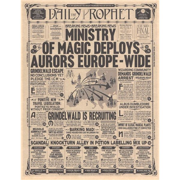 Fantastic Beasts: The Crimes of Grindelwald Daily Prophet Newspaper movie prop print