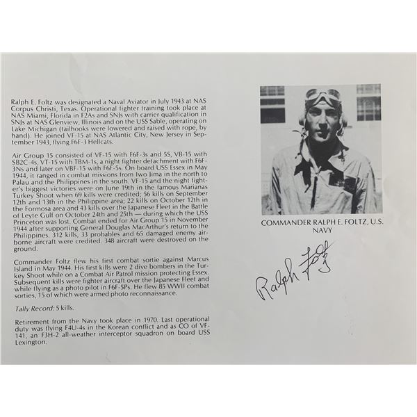 Commander Ralph E. Foltz Signed Bio Page