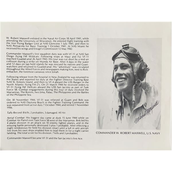 Commander Robert W. Maxwell Signed Bio Page
