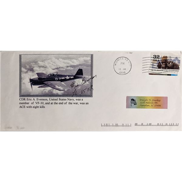 WWII US Navy Cdr Eric Evenson signed cover 1996