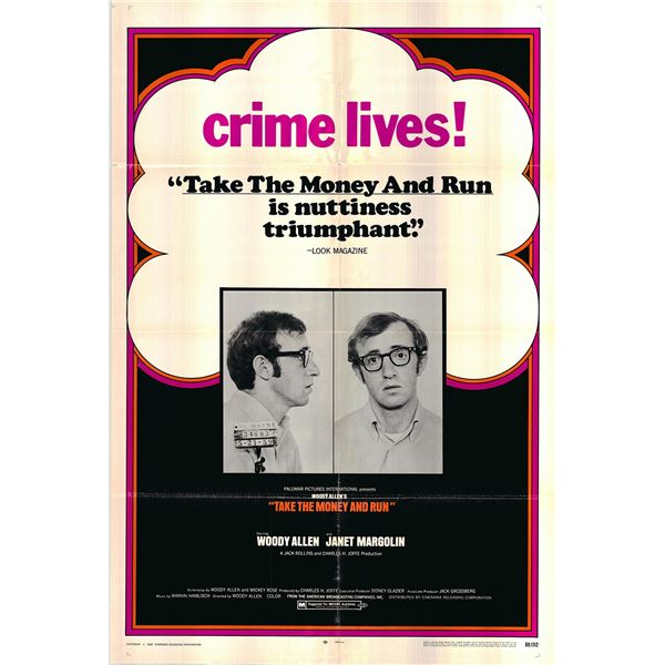 Take the Money and Run original 1969 vintage one sheet movie poster