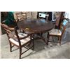 Image 2 : 48in round mahogany dining table and four ladder back chairs