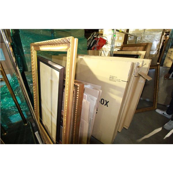 Large lot of set dec picture frames, rack not included