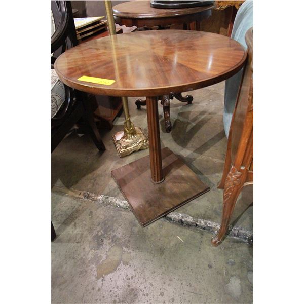 Walnut End Table 25in. Round x 27in H.