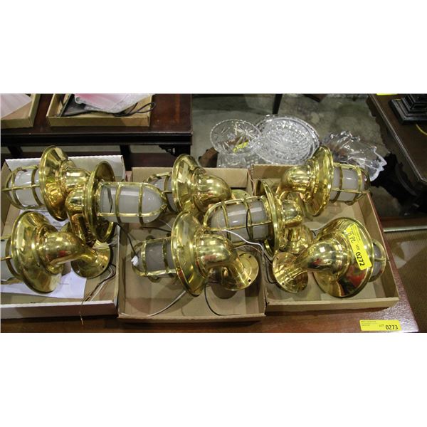 Lot of 8 Solid Brass Marine Sconce Lights