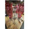 Image 1 : Hand Painted Crystal & Cranberry Glass Table Lamp