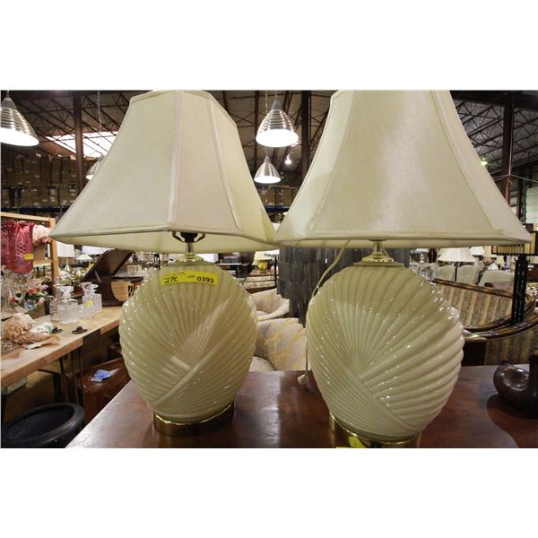 Pair of Ivory Glass Table Lamps