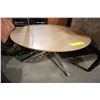 Image 1 : Chrome Based Coffee Table w/Heavy Solid Ash Top 30in. Round