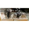 Image 1 : Six Piece Lot - Include Two Stone ware boxes and four Silverplate Teapot