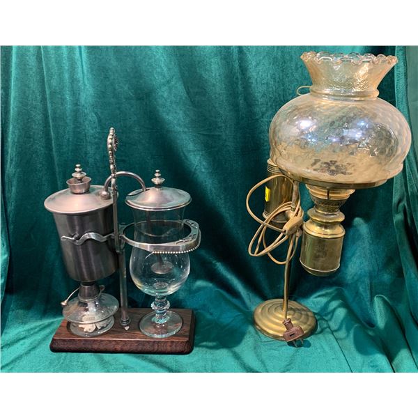 Antique Glass Lantern & Coffee Still