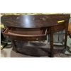 Image 2 : Walnut Half Moon Shade Hall Table 56in. W