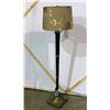 Image 2 : Brass & Wood Pedestal Floor Lamp