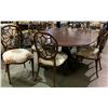 Image 1 : Mahogany Pedestal Dining Table & 7 Web Back Chairs (Table 54" round with 20" leaf )