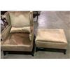 Image 1 : Gold Velvet Arm Chair w/Matching Footstool