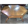 Image 1 : Antique Inlaid Hexagon Walnut Coffee Table 42in. Diameter