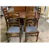 Image 1 : Oak gate leg drop leaf table and 4 padded ladder back chairs