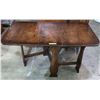 Image 3 : Oak gate leg drop leaf table and 4 padded ladder back chairs