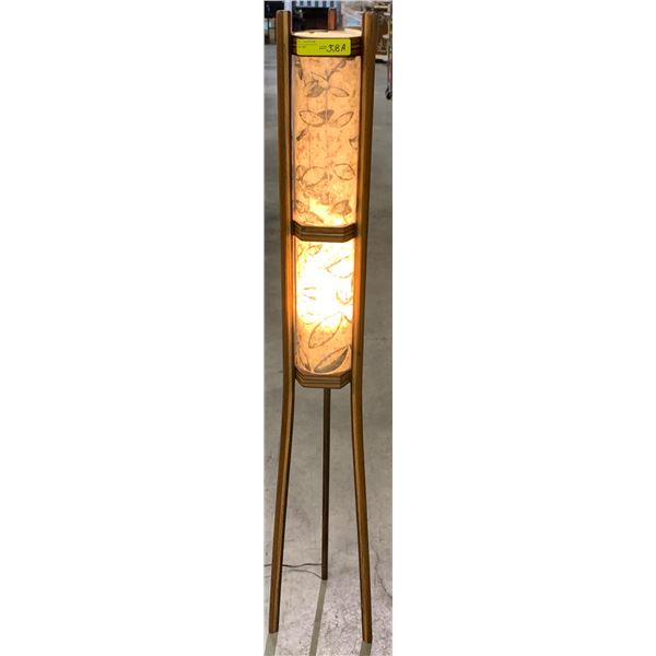 Vine print wooden tube style floor lamp