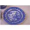 Image 3 : (2) Blue Willow Serving Plates (1 Repaired) + Blue Willow Bowl