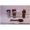 Image 1 : (3) Cocktail Shakers, Collection of Stir Sticks +Misc