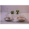 Image 1 : (2) Small Vases, (2) Ceramic Serving Dishes, (4) Pieces of Glassware