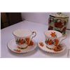 Image 2 : (2) Royal Windsor “Prairie Lily” Cups and Saucers + (1) Tins and Misc