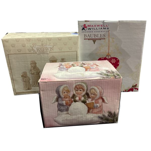 THREE New in Box Christmas Decor