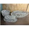Image 1 : Set of Glass Serving Dishes, three bowls, butter and pickle plate
