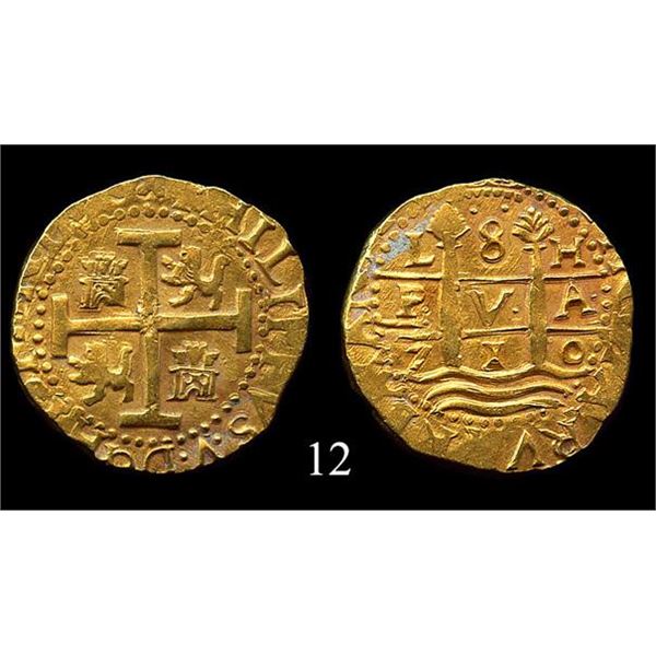 Lima, Peru  8 escudos, 1710H.,S-L25a.,KM-38.2.