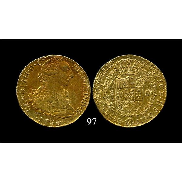 Peru Colonial bust-type Lima, bust 8 escudos, Charles III, 1784MI.,CT-41.,KM-82.1.