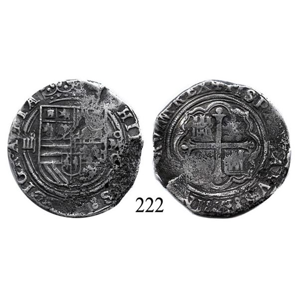 Santiago, sunk in 1585 east of Africa Mexico City, Mexico Cob 4 reales, Philip II, assayer O (oMO to