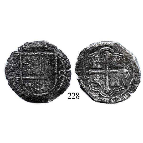 Rill Cove wreck, sunk ca. 1618 off Cornwall, England Mexico City, Mexico Cob 8 reales, Philip III, a