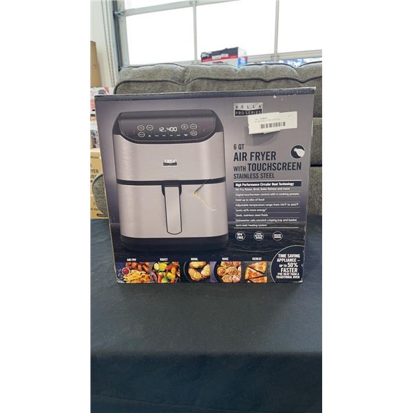 AS NEW BELLA PRO SERIES 6QT TOUCHSCREEN AIR FRYER - RETAIL $219